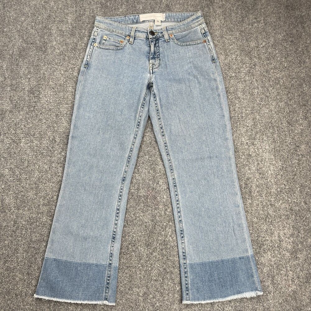 Victoria Beckham Victoria Jeans Womens 26 Low Rise Cropped Contrasting Raw Hem